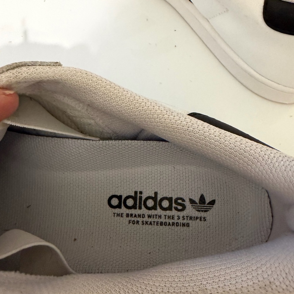 Adidas Superstar ADV White Sneakers with Black Stripes and Gold Accents - Picture 7 of 10